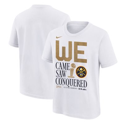 Youth Nike White Denver Nuggets 2023 NBA Finals Champions Celebration Parade T-Shirt