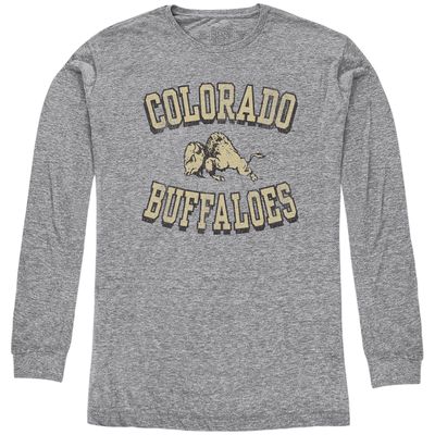 Youth Original Retro Brand Heather Gray Colorado Buffaloes Arch Tri-Blend Long Sleeve T-Shirt