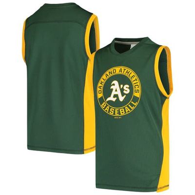 Youth Outerstuff Green Oakland Athletics Muscle V-Neck Tank Top