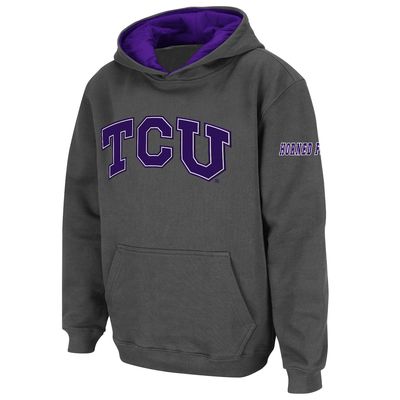 Youth Stadium Athletic Charcoal TCU Horned Frogs Big Logo Pullover Hoodie