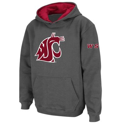 Youth Stadium Athletic Charcoal Washington State Cougars Big Logo Pullover Hoodie
