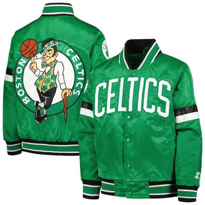 Youth Starter Kelly Green Boston Celtics Home Game Varsity Satin Full-Snap Jacket