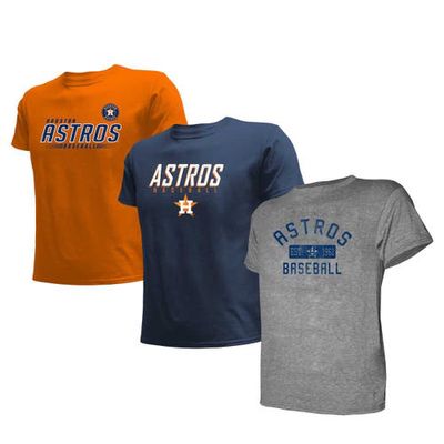 Youth Stitches Heather Gray/Navy Houston Astros Three-Pack T-Shirt Set