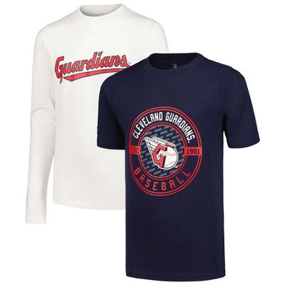 Youth Stitches Navy/White Cleveland Guardians T-Shirt Combo Set