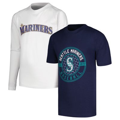Youth Stitches Navy/White Seattle Mariners T-Shirt Combo Set