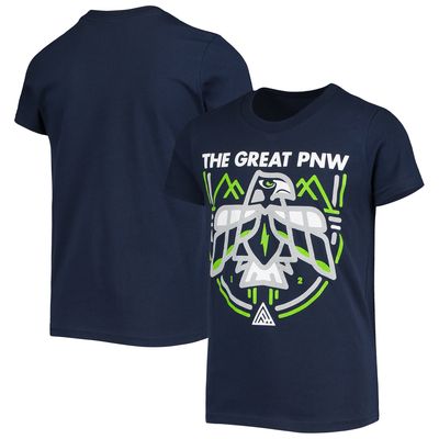 Youth THE GREAT PNW College Navy Seattle Seahawks Hawk T-Shirt