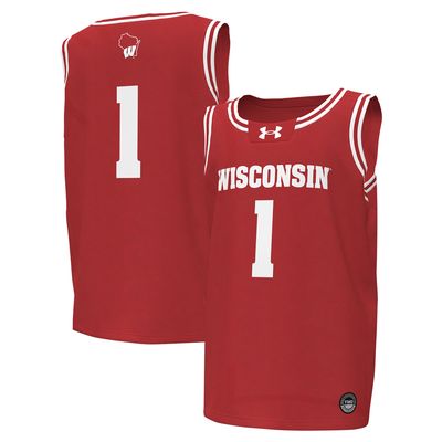 Youth Under Armour #1 Red Wisconsin Badgers Replica Basketball Jersey