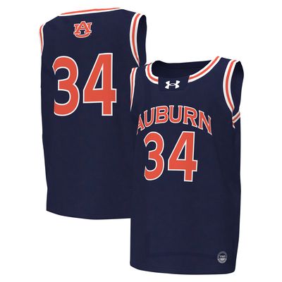Youth Under Armour #34 Navy Auburn Tigers Replica Basketball Jersey