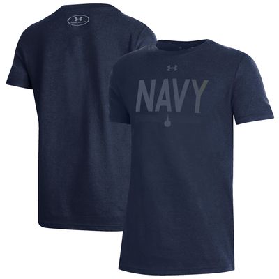 Youth Under Armour Navy Navy Midshipmen Silent Service Performance Tonal T-Shirt