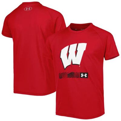 Youth Under Armour Red Wisconsin Badgers Raglan T-Shirt