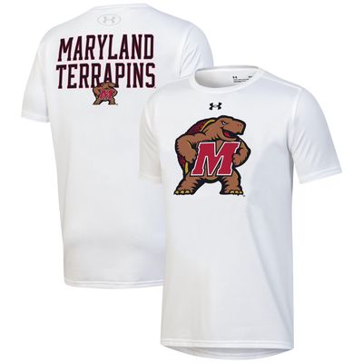 Youth Under Armour White Maryland Terrapins Gameday Oversized Logo Performance T-Shirt
