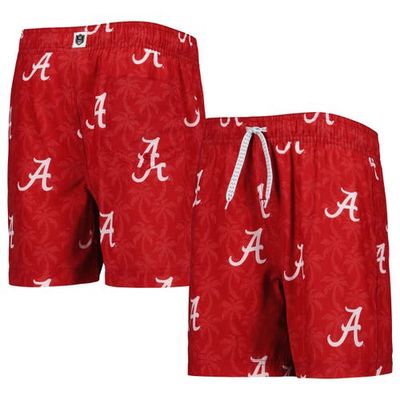 Youth Wes & Willy Crimson Alabama Crimson Tide Palm Tree Swim Shorts