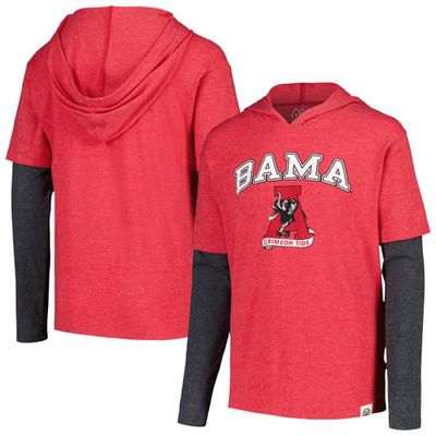 Youth Wes & Willy Crimson Alabama Crimson Tide Tri-Blend Long Sleeve Hoodie T-Shirt