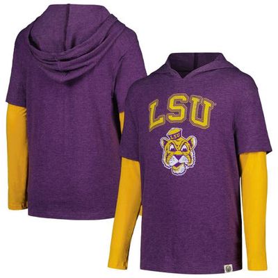 Youth Wes & Willy Purple LSU Tigers Tri-Blend Long Sleeve Hoodie T-Shirt