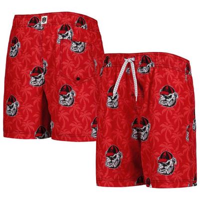 Youth Wes & Willy Red Georgia Bulldogs Palm Tree Swim Shorts