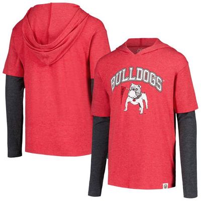 Youth Wes & Willy Red Georgia Bulldogs Tri-Blend Long Sleeve Hoodie T-Shirt