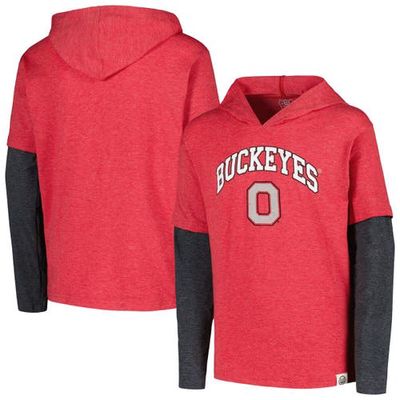 Youth Wes & Willy Scarlet Ohio State Buckeyes Tri-Blend Long Sleeve Hoodie T-Shirt