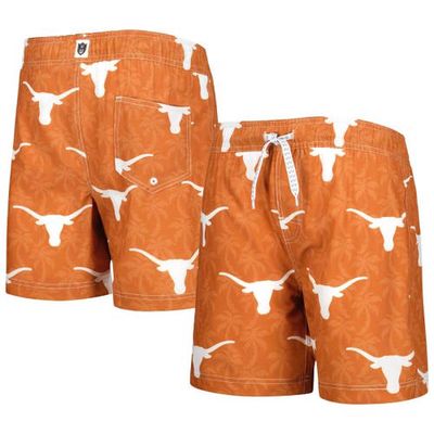Youth Wes & Willy Texas Orange Texas Longhorns Palm Tree Swim Shorts in Burnt Orange