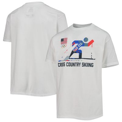 Youth White Team USA Nordic Combined Scattered Swatch T-Shirt