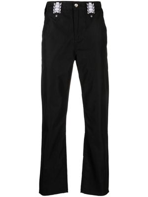 Youths In Balaclava embroidered-motif straight-leg trousers - Black