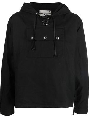 Youths In Balaclava lace-up Hooded-Parka jacket - Black