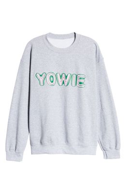 YOWIE Cotton Fleece Logo Graphic Sweatshirt in Heathered Grey