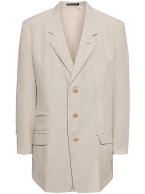 Y's 40 linen triple-stitch panelled jacket - Neutrals