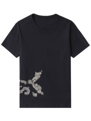 Y's abstract-pattern print cotton T-shirt - Blue
