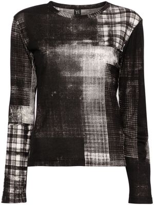 Y's abstract-print fine-knit jumper - Black