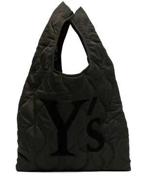 Y's appliqué-logo quilted tote bag - Green