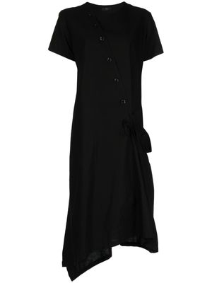 Y's asymmetric buttoned dress - Black