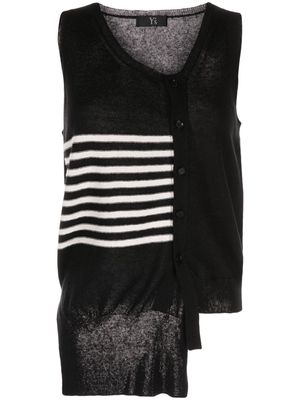 Y's asymmetric-design knitted top - Black