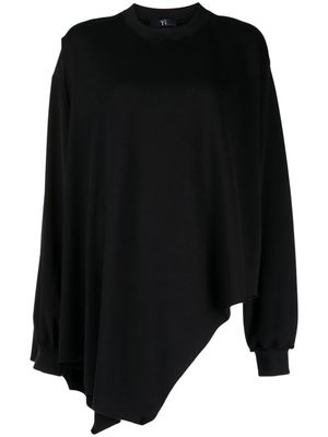 Y's asymmetric-design long-sleeve sweatshirt - Black
