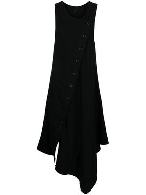 Y's asymmetric-design wool dress - Black