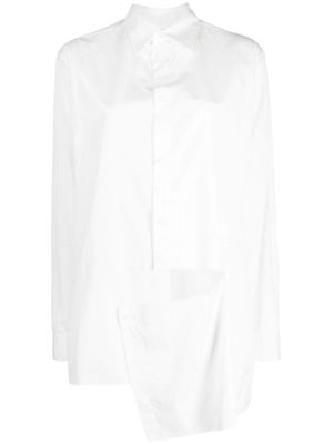 Y's asymmetric draped cotton shirt - White