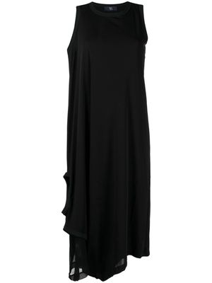 Y's asymmetric draped midi dress - Black
