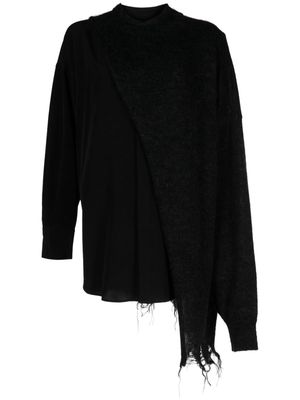 Y's asymmetric layered knitted shirt - Black