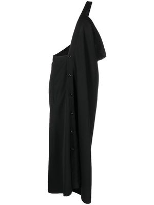 Y's asymmetric one-shoulder midi dress - Black