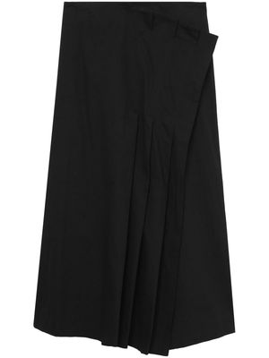 Y's asymmetric poplin midi skirt - Black