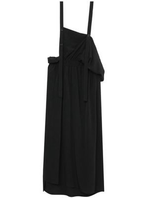 Y's asymmetric ruffled midi skirt - Black