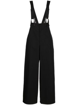 Y's brace-detail wide-leg trousers - Black
