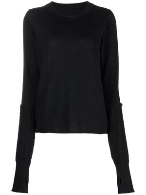 Y's cable-knit panelled jumper - Black