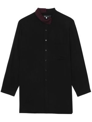 Y's collarless button-fastening shirt - Black