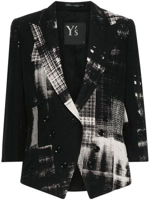 Y's Copied check-print blazer - Black