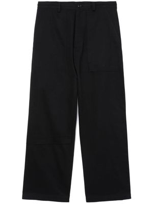 Y's cropped cotton wide-leg trousers - Black