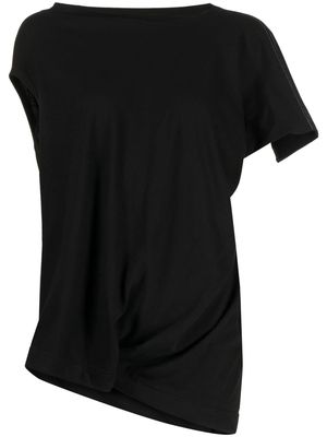 Y's deconstructed asymmetric cotton T-shirt - Black