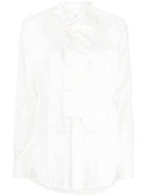 Y's deconstructed cotton long-sleeve shirt - White