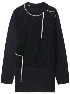 Y's decorative-stitch long-sleeve jumper - Black