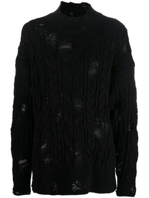 Y's distressed cable-knit jumper - Black
