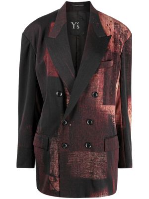 Y's double-breasted graphic-print blazer - Red
